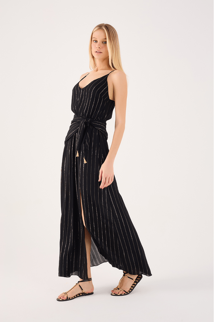 Vestido Longo Lurex Pala Amarração