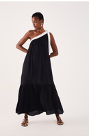 Vestido Cropped Crepe Bicolor