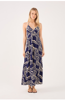 Vestido Cropped Crepe Estampa Flutuar