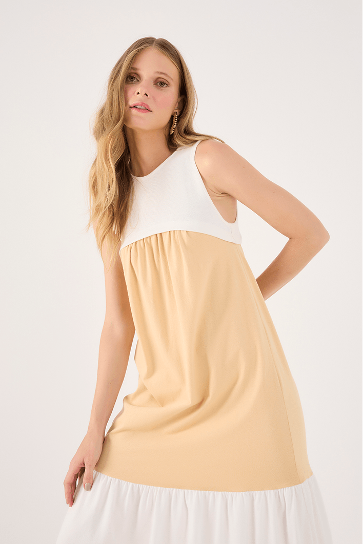Vestido Recorte Bicolor