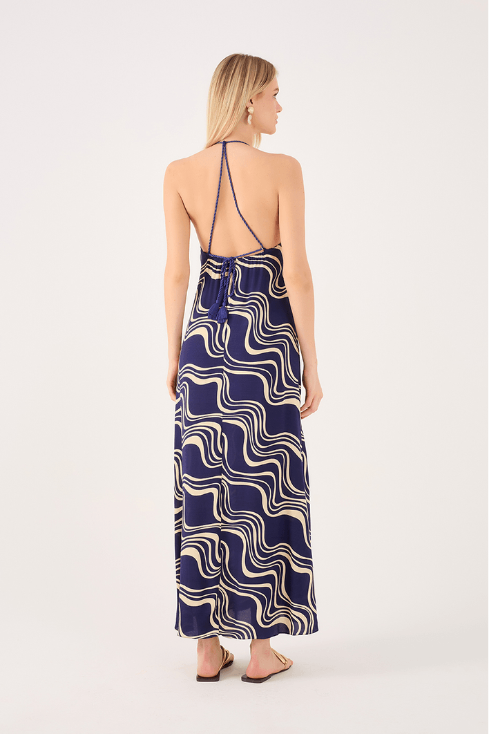 Vestido Cropped Crepe Estampa Flutuar