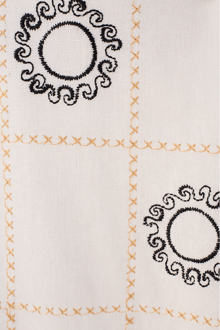 Vestido Midi Linho Bordado Sol