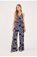 Calça Pantalona Crepe Estampa Flutuar