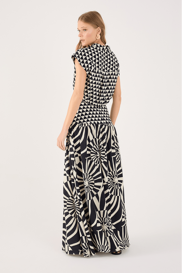 Saia Cropped Estampa Infinito Mix