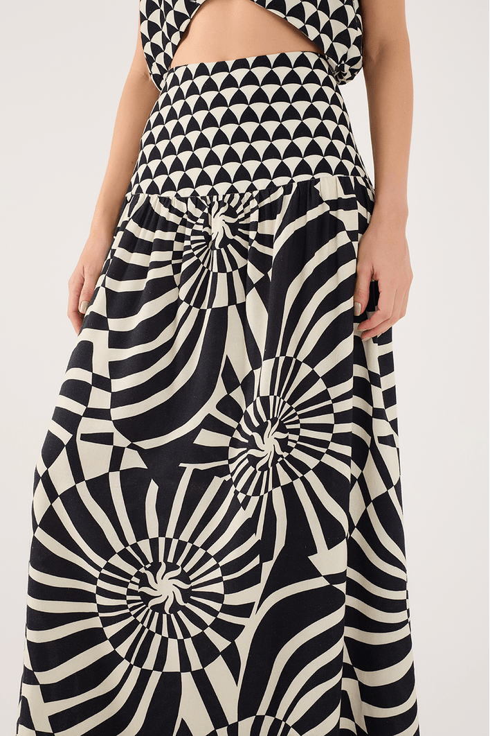 Saia Cropped Estampa Infinito Mix