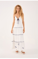 Vestido Linho Bordado Pintado