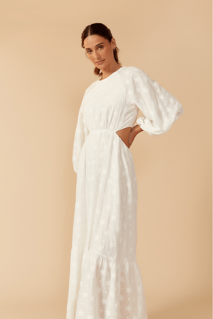 Vestido Cropped Algodão Bord Mix Estrela