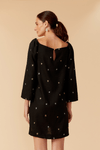Vestido Curto Linho Bord Estrela Lurex
