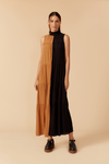Vestido Crepe Cropped Bicolor