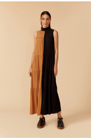 Vestido Crepe Cropped Bicolor
