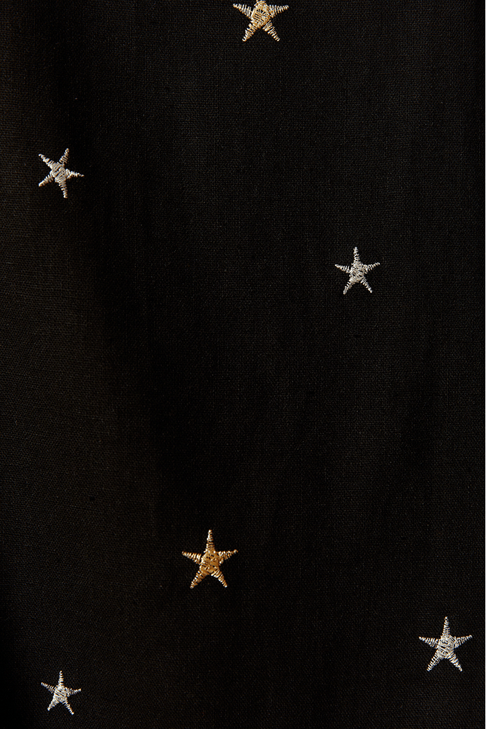 Vestido Curto Linho Bord Estrela Lurex