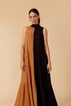 Vestido Crepe Cropped Bicolor
