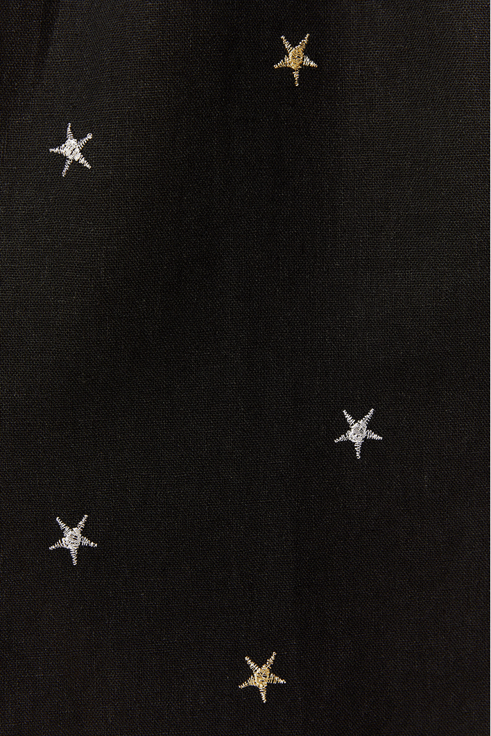 Vestido Cropped Linho Bord Estrela Lurex