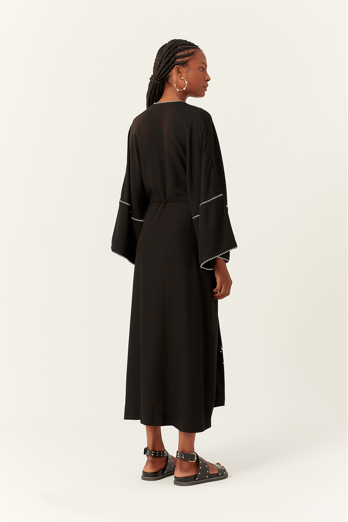 Vestido Cropped Linho Bordado Estrela