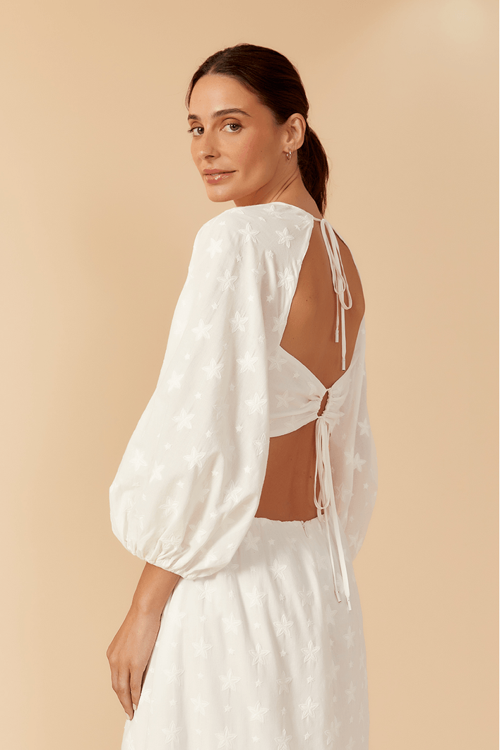 Vestido Cropped Algodão Bord Mix Estrela