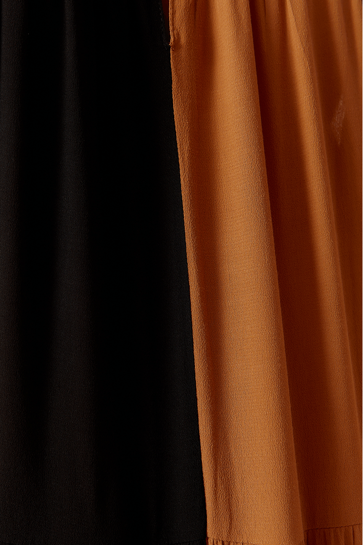 Vestido Crepe Cropped Bicolor