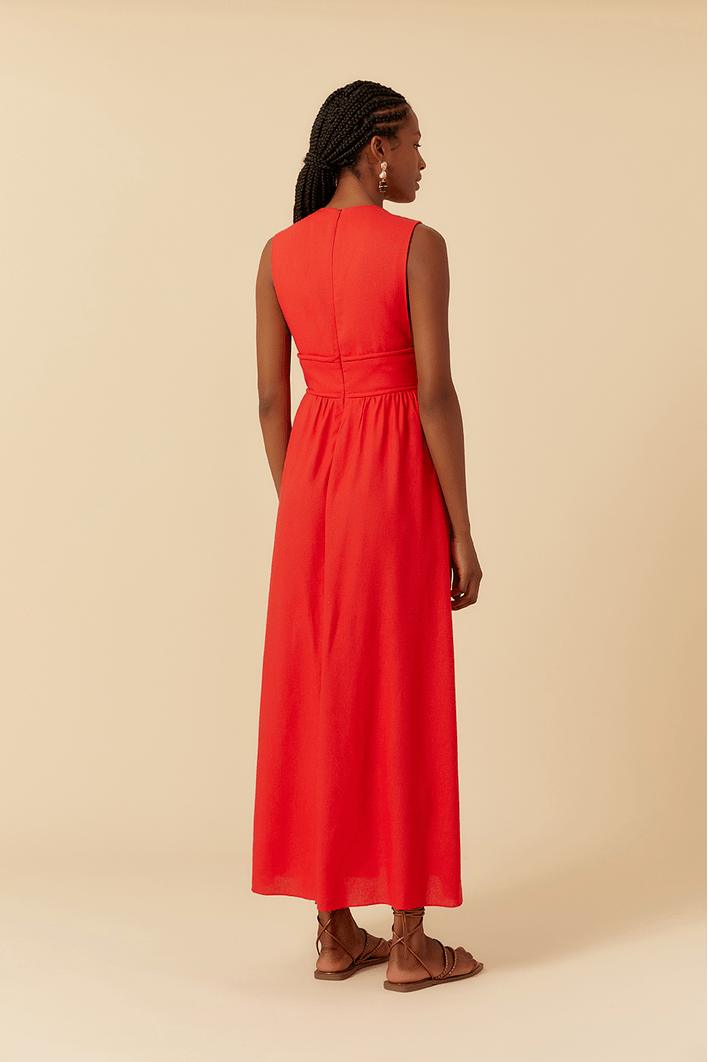 Vestido Cropped Linho Cadarço Encapado