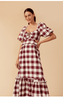 Vestido Cropped Xadrez Com Babado