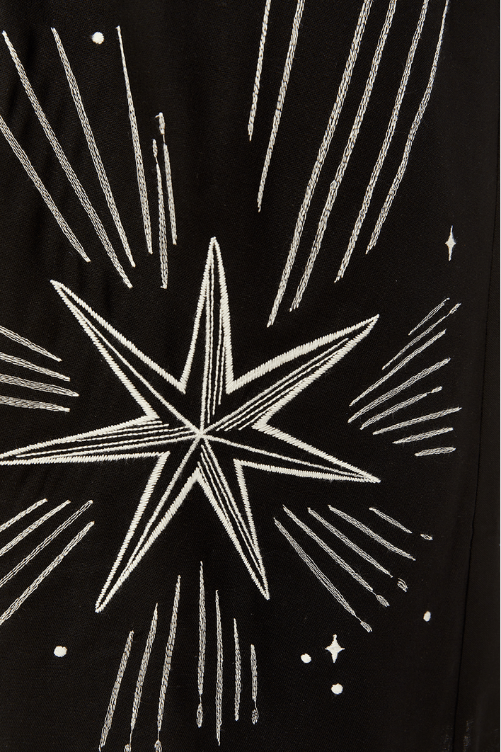 Vestido Cropped Linho Bordado Estrela