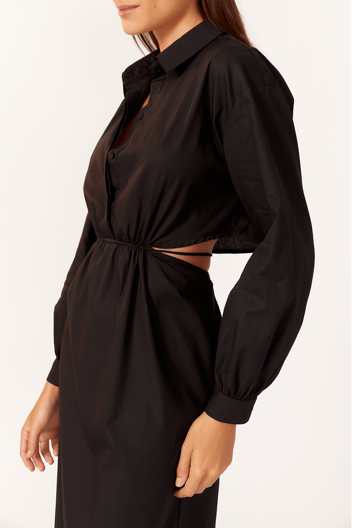 Vestido Midi Algodão Costas Vazada
