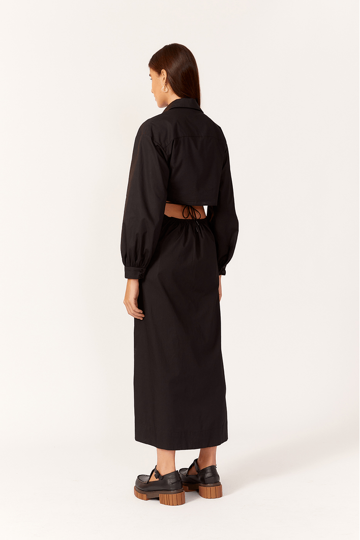 Vestido Midi Algodão Costas Vazada