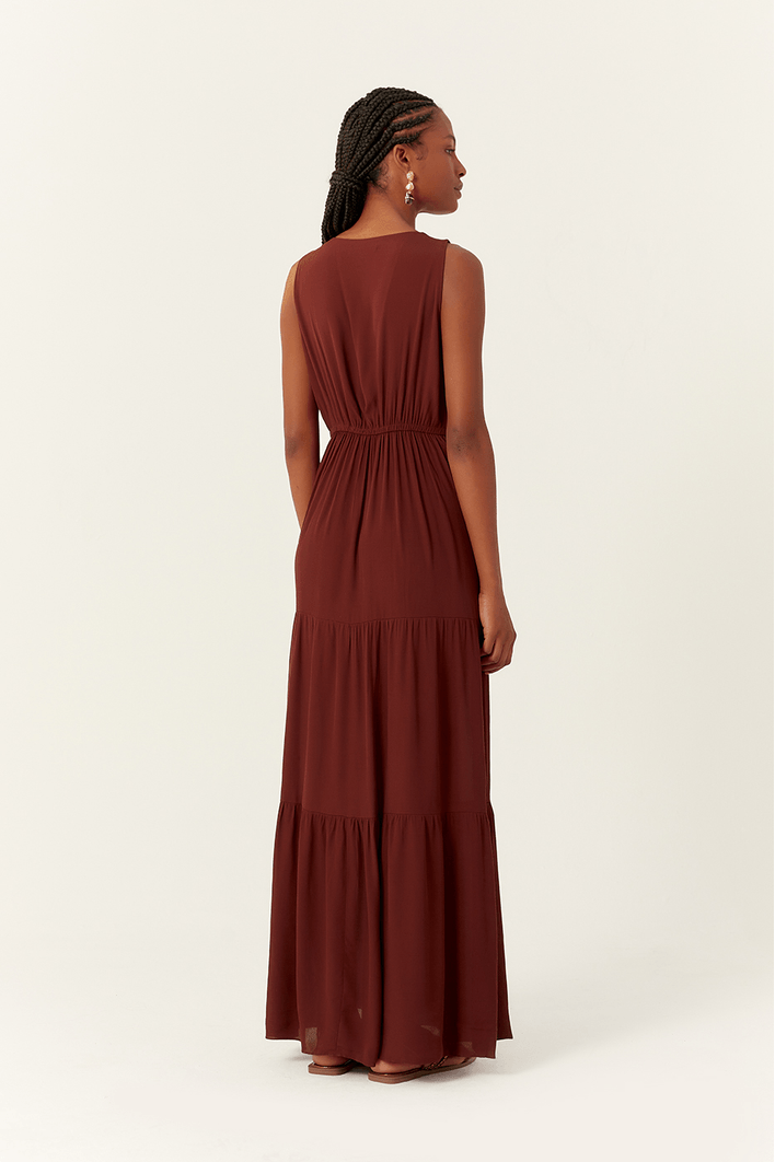 Vestido Cropped Crepe Frente Vazada