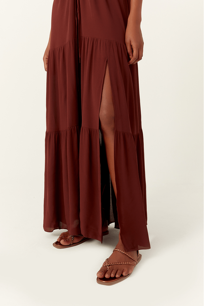 Vestido Cropped Crepe Frente Vazada