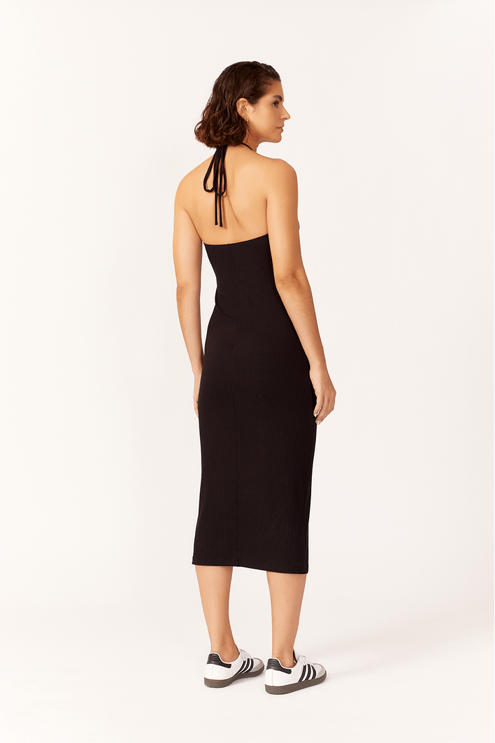 Vestido Midi Canelado Recortes
