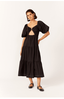 Vestido Midi Franzido Cintura