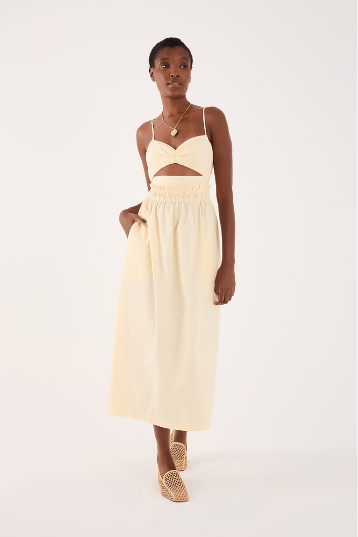 Vestido Algodão Cropped Busto Franzido