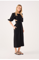 Vestido Linho Midi Recortes Amarração