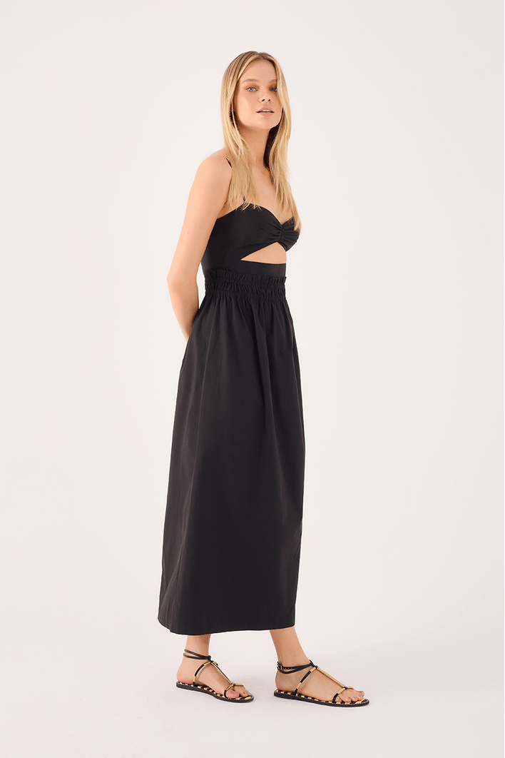 Vestido Algodão Cropped Busto Franzido