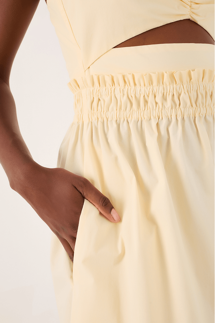 Vestido Algodão Cropped Busto Franzido