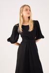 Vestido Linho Midi Recortes Amarração