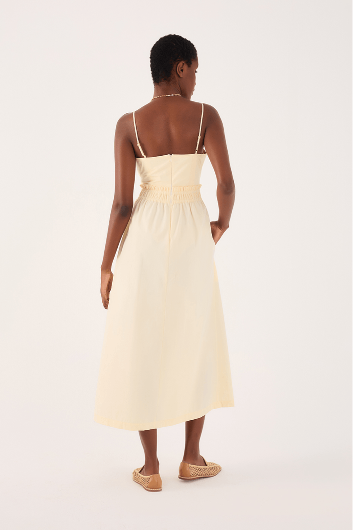 Vestido Algodão Cropped Busto Franzido