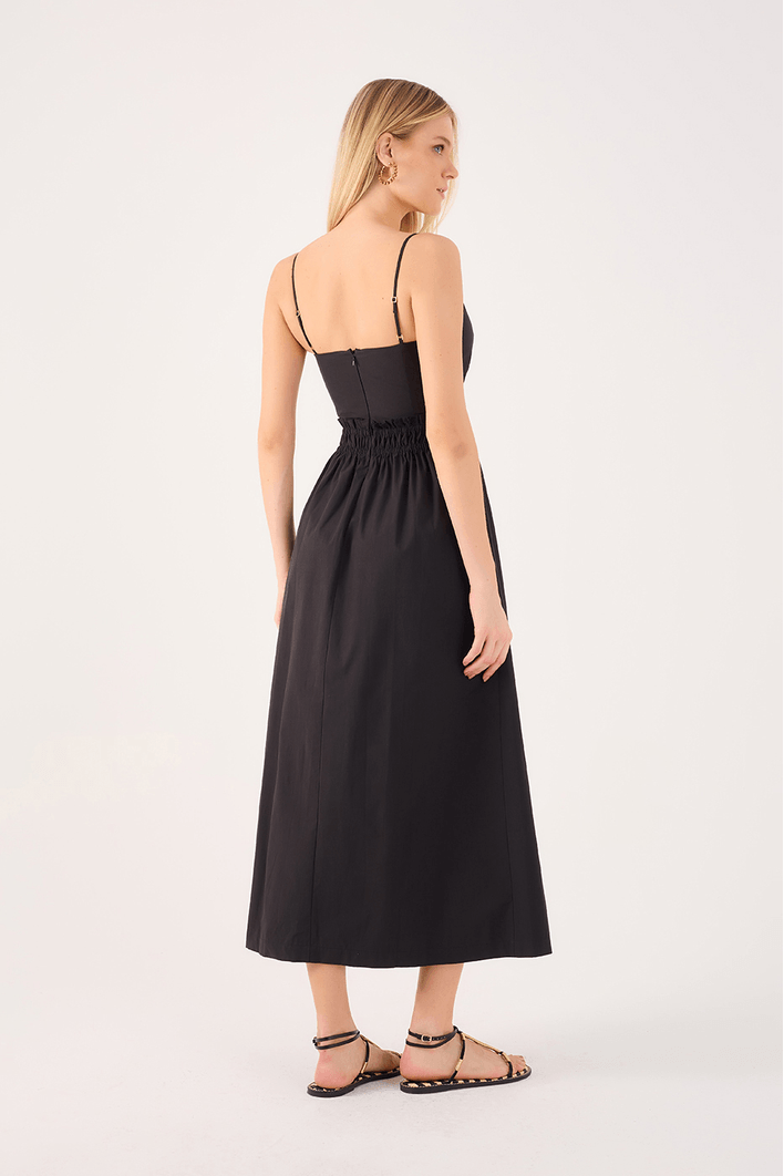 Vestido Algodão Cropped Busto Franzido