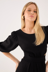 Vestido Linho Midi Recortes Amarração