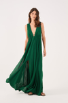 Vestido Longo Crepe Saia Sobreposta