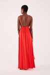 Vestido Longo Crepe Saia Sobreposta