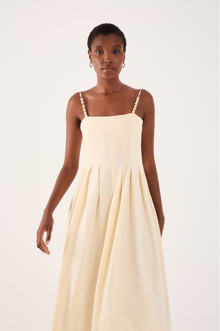Vestido Nervuras Com Pregas