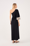 Vestido Longo Manga Crochet