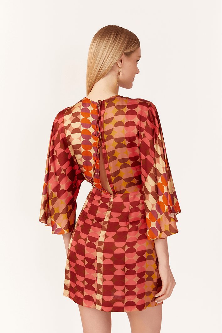 Vestido Cetim Estampa Meia Lua