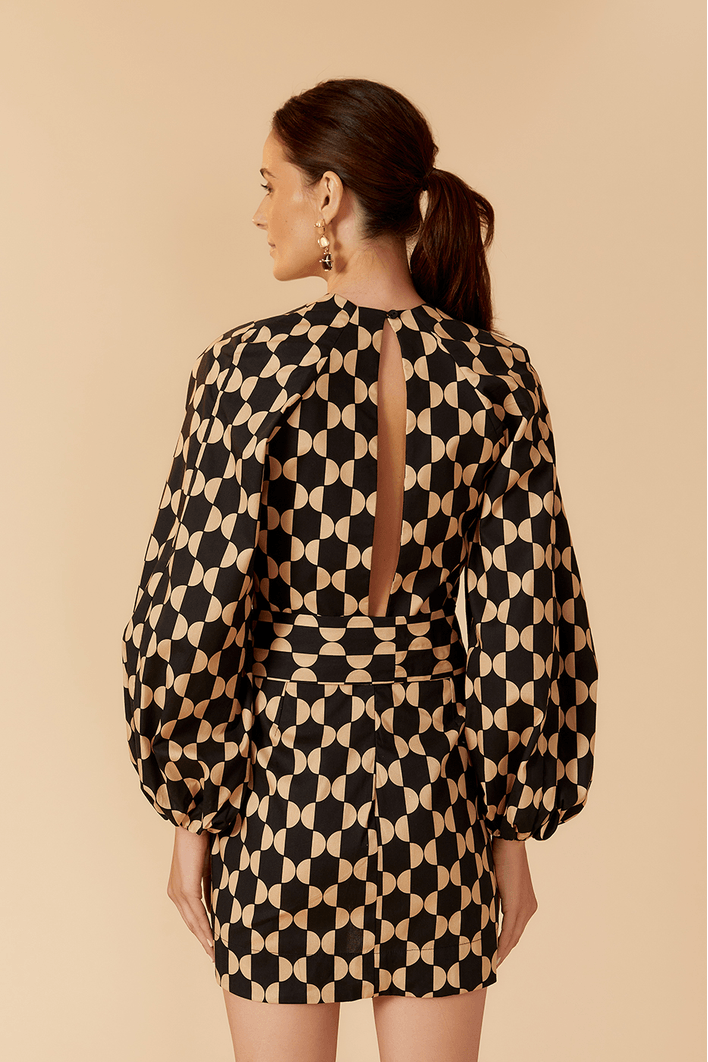 Vestido Tricoline Estampa Geo