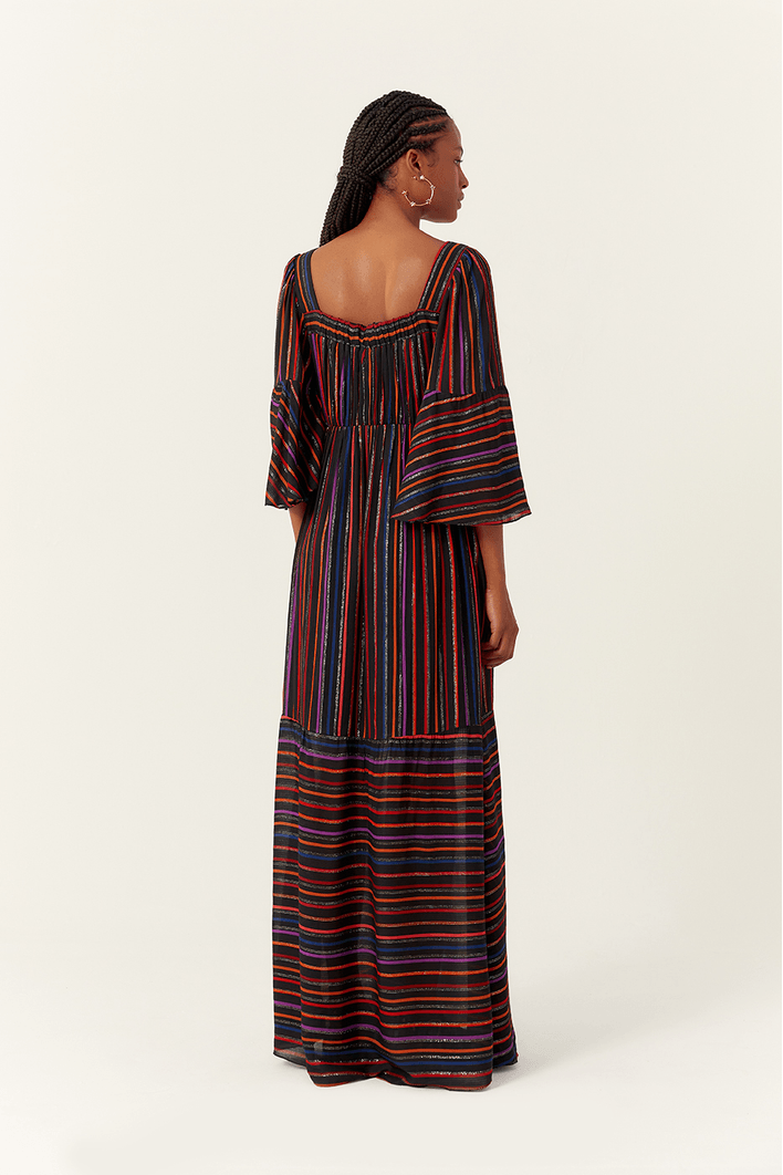 Vestido Cropped Lurex Estampa Universo