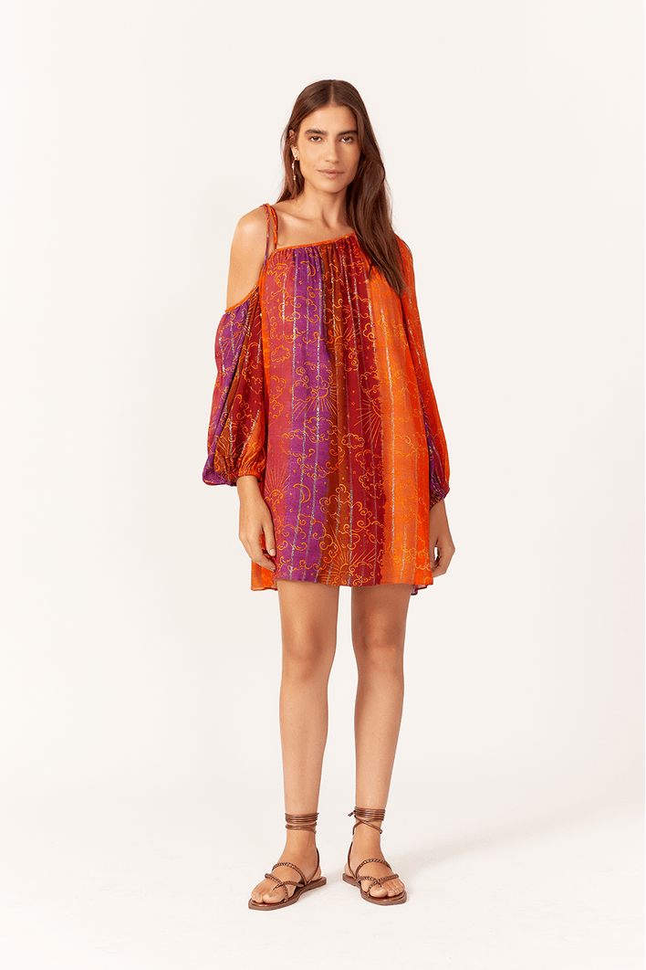 Vestido Lurex Estampa Nubis