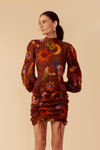 Vestido Lurex Estampa Fantástica