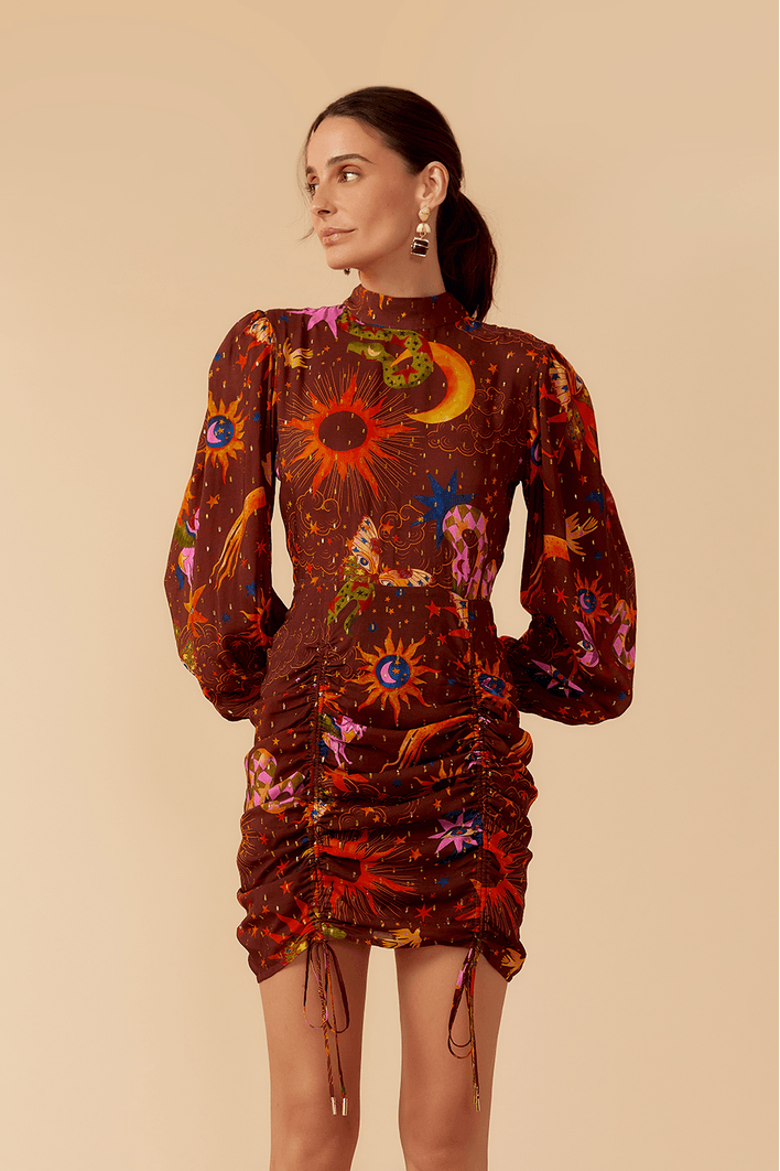 Vestido Lurex Estampa Fantástica