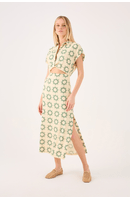 Vestido Midi Linho Estampa Raiar