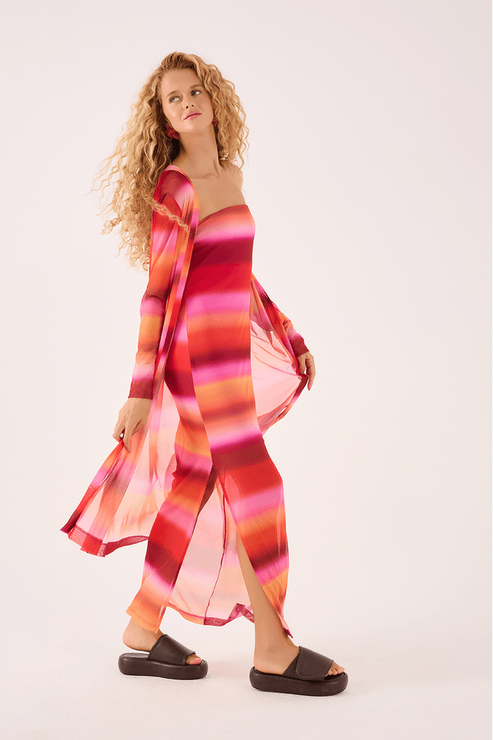 Vestido Tule Estampa Tarde