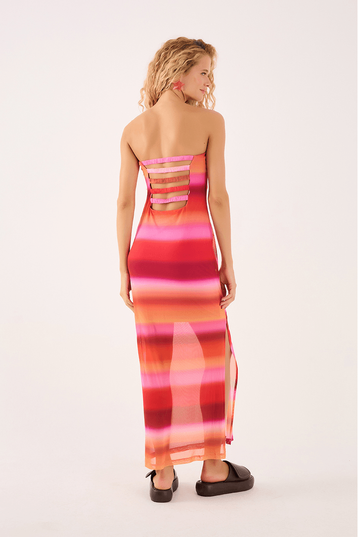Vestido Tule Estampa Tarde